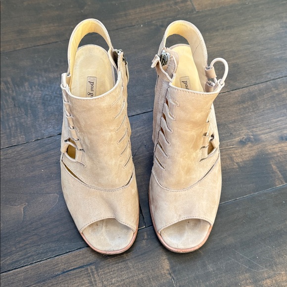 Tan Peep Toe Heeled Sandals - Picture 1 of 5